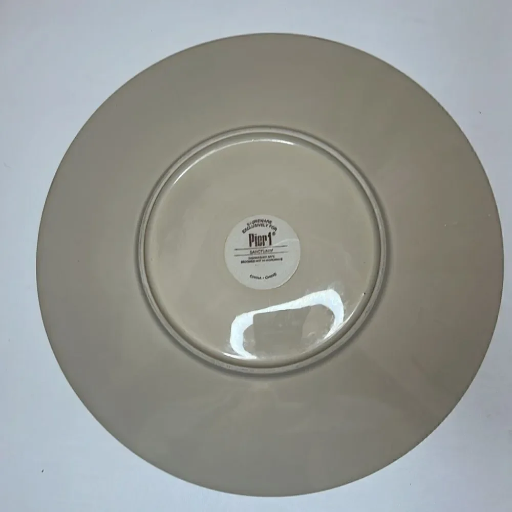 Pier1 Stoneware Large Serving Platter Plate Tan Brown Sanctuary Dishwasher Safe